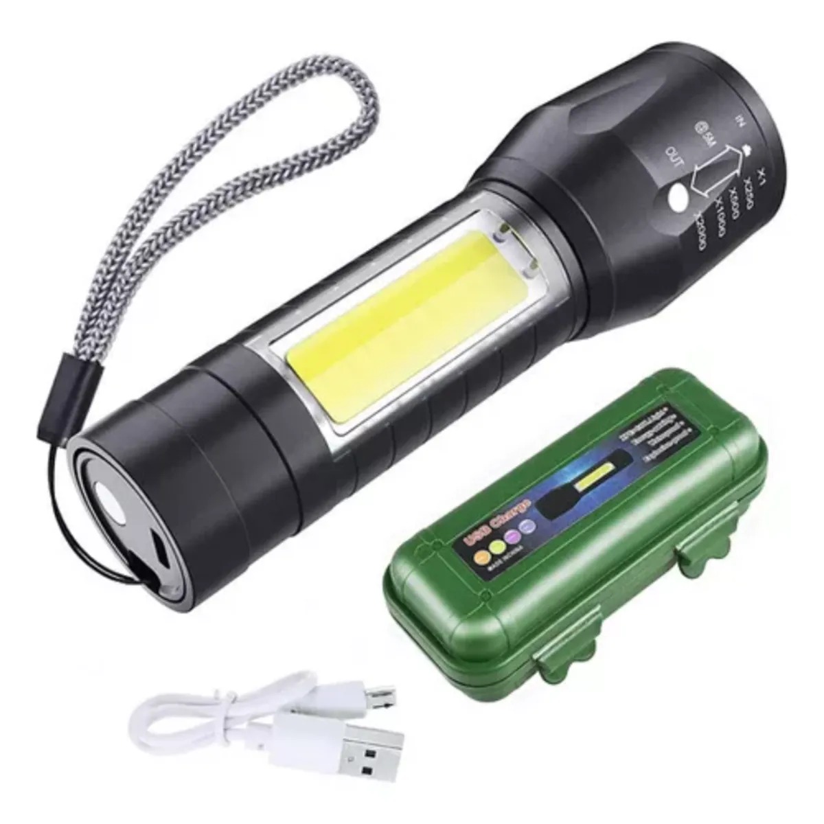 Linterna Táctica Recargable USB Larga Di